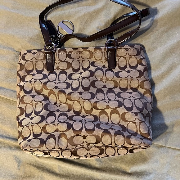 Coach Tan and Brown Signature Shoulder Bag - Picture 2 of 2